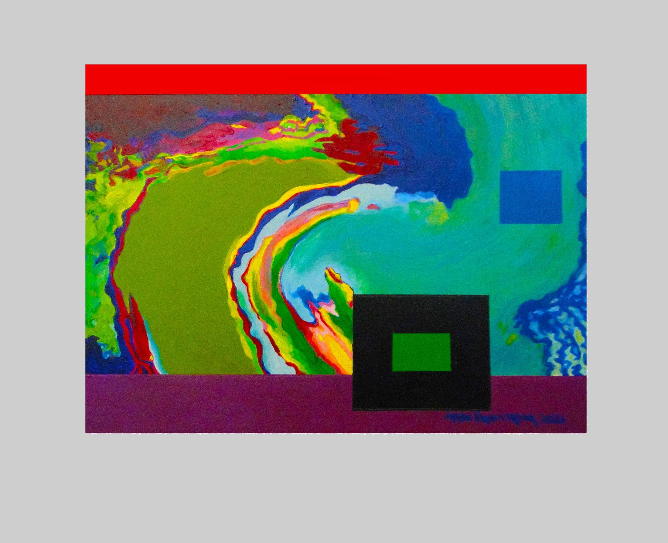 Emeryville #27, Painting, Acrylic on MDF Panel - Black Abstract Painting by Jaren Dahlstrom
