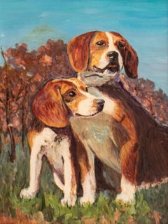 Jaret Olszenski Two Beagles Oil Painting