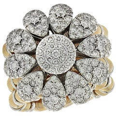 Jaretierre Italy 3.5 Carat Diamond, Yellow and White Gold Expandable Ring