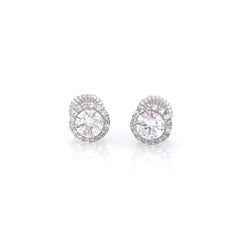 Jarin 1ct Faux Diamond Halo Stud Sterling Silver Earrings