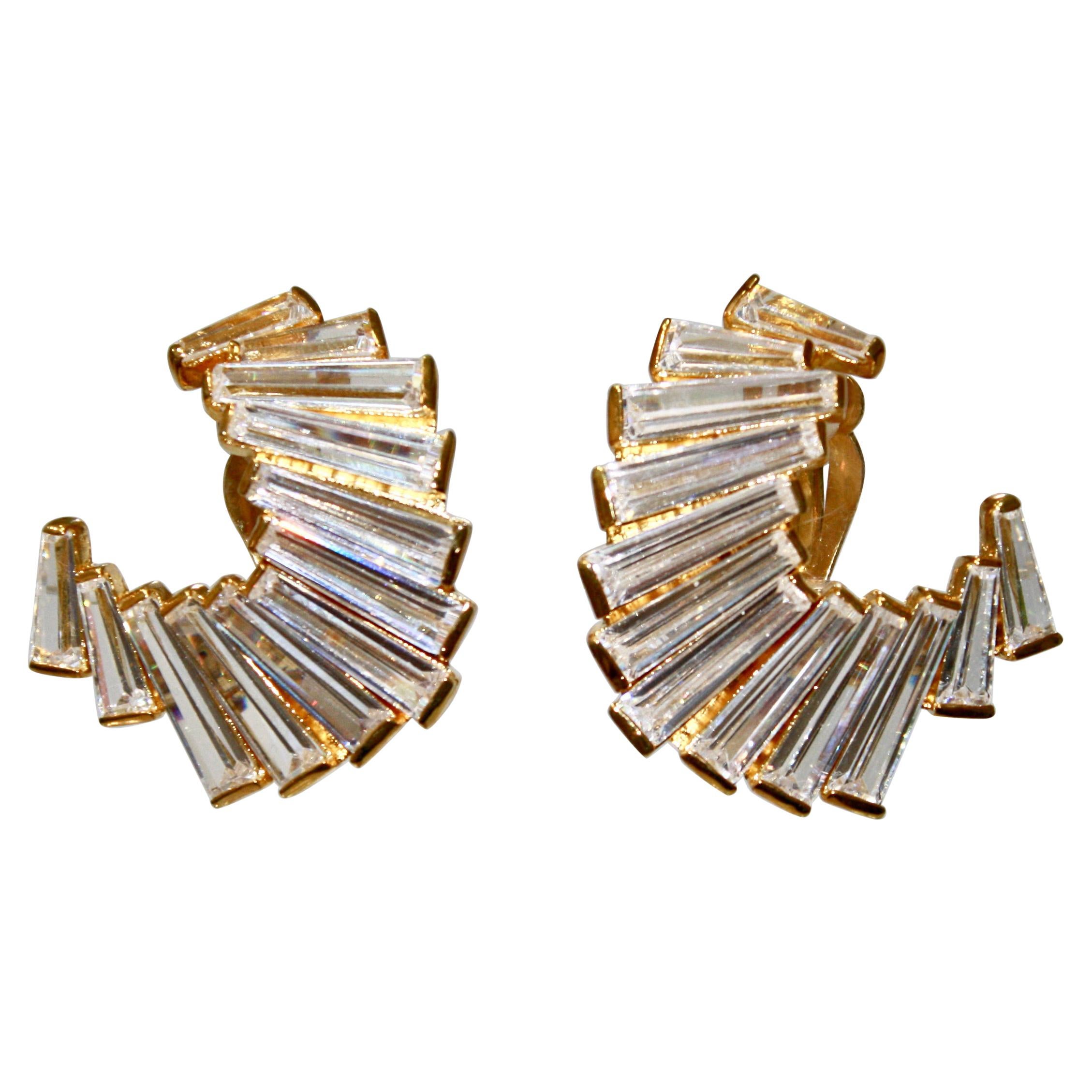 Jarin K Gold Baguette Crescent Earrings