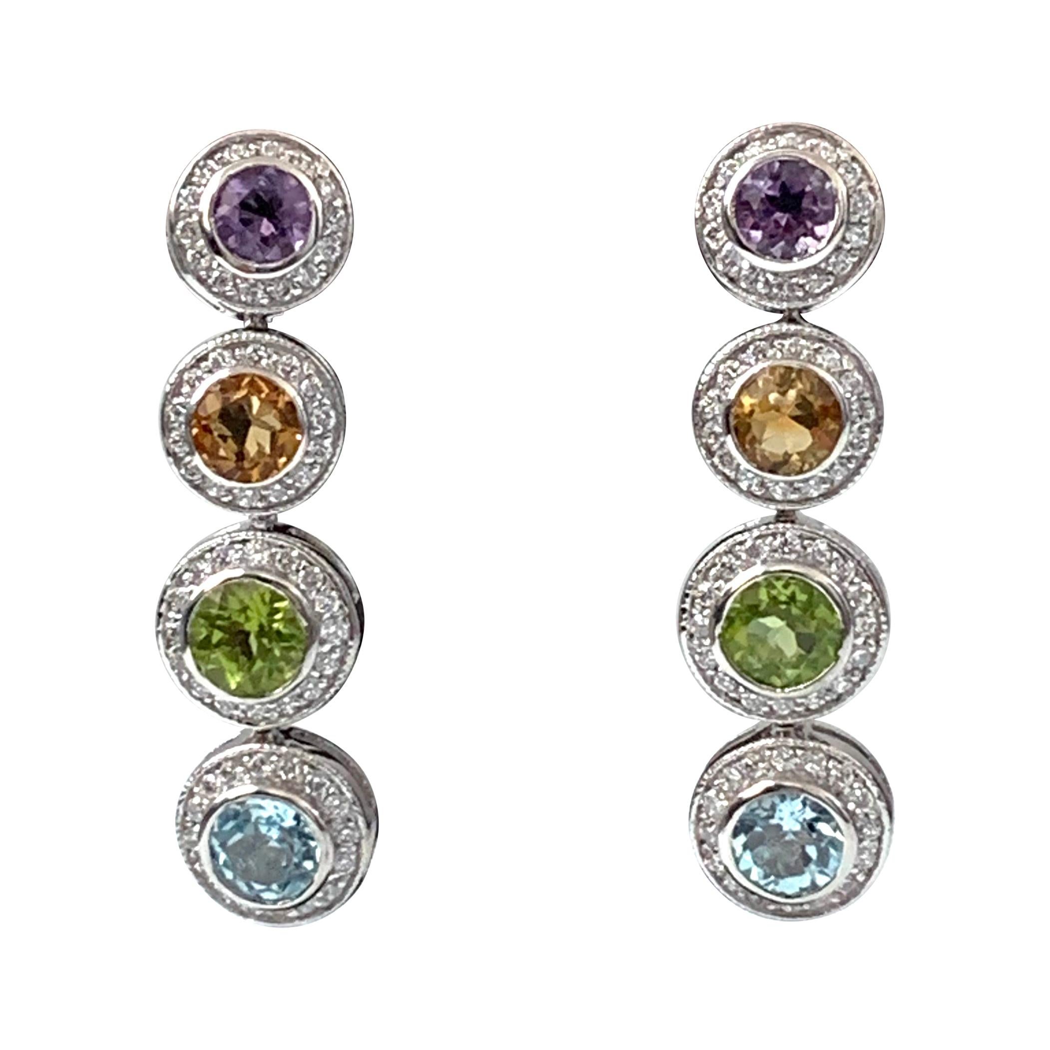 Jarin Multicolor Gemstones Drop Earrings