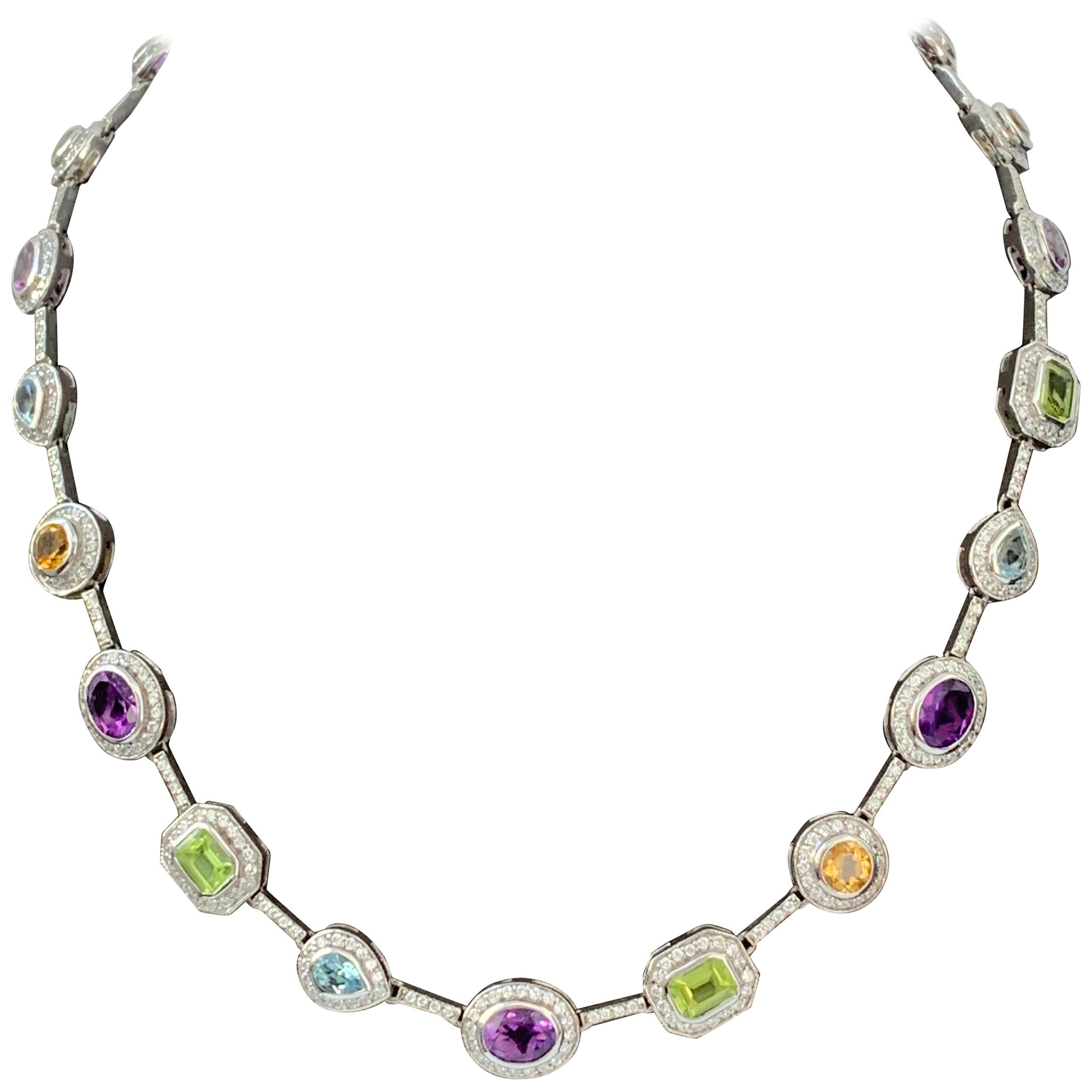 Jarin Multicolor Gemstones Necklace For Sale