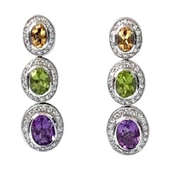 Jarin Multicolor Oval Gemstones Drop Earrings
