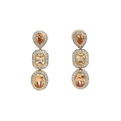 Jarin Triple Faux Champagne Diamond Drop Earrings