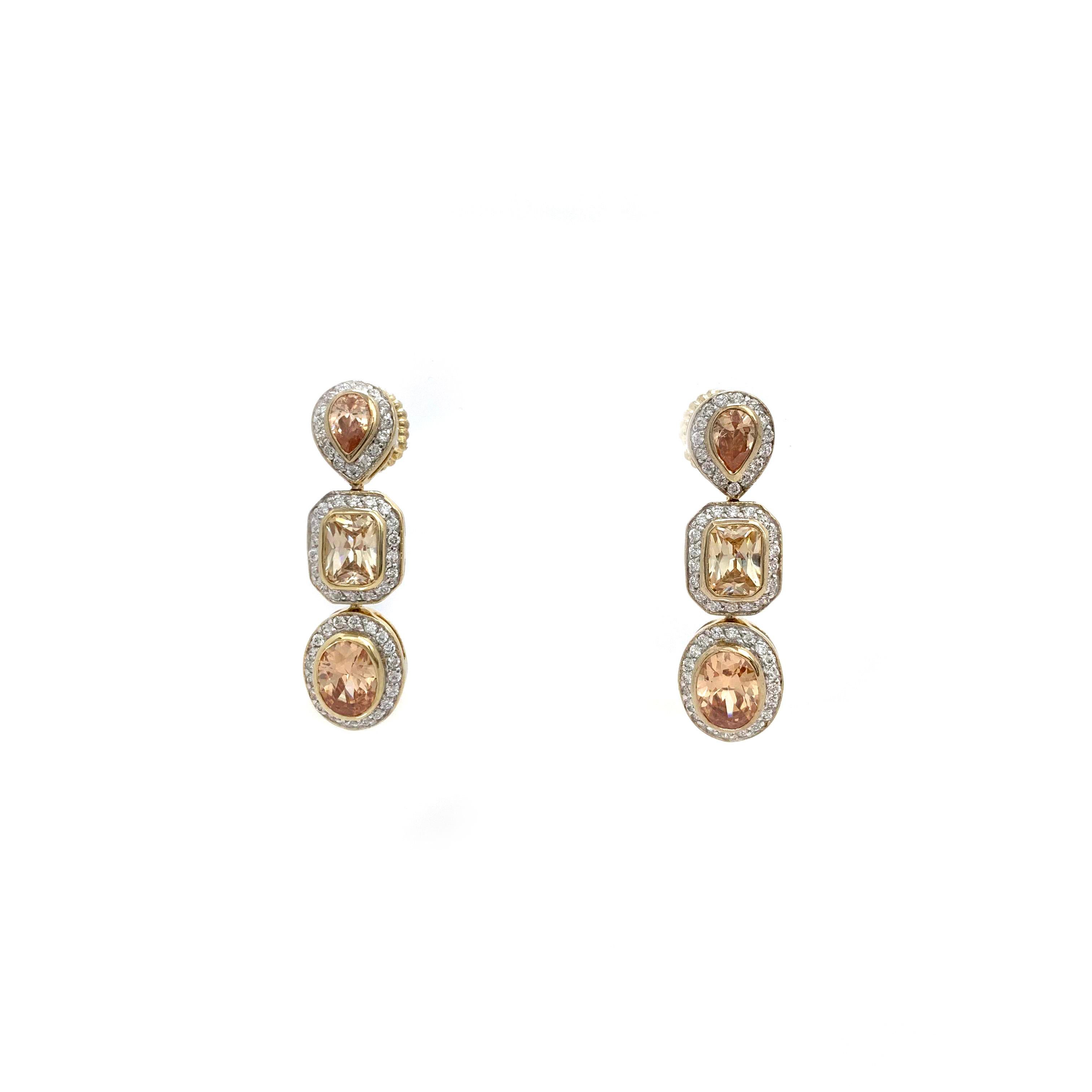 Women's Jarin Triple Faux Champagne Diamond Drop Earrings For Sale