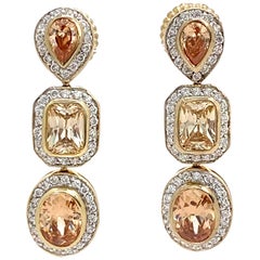 Pendientes de gota de triple diamante de imitación champán Jarin