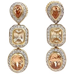 Jarin Triple Faux Champagne Diamond Drop Earrings