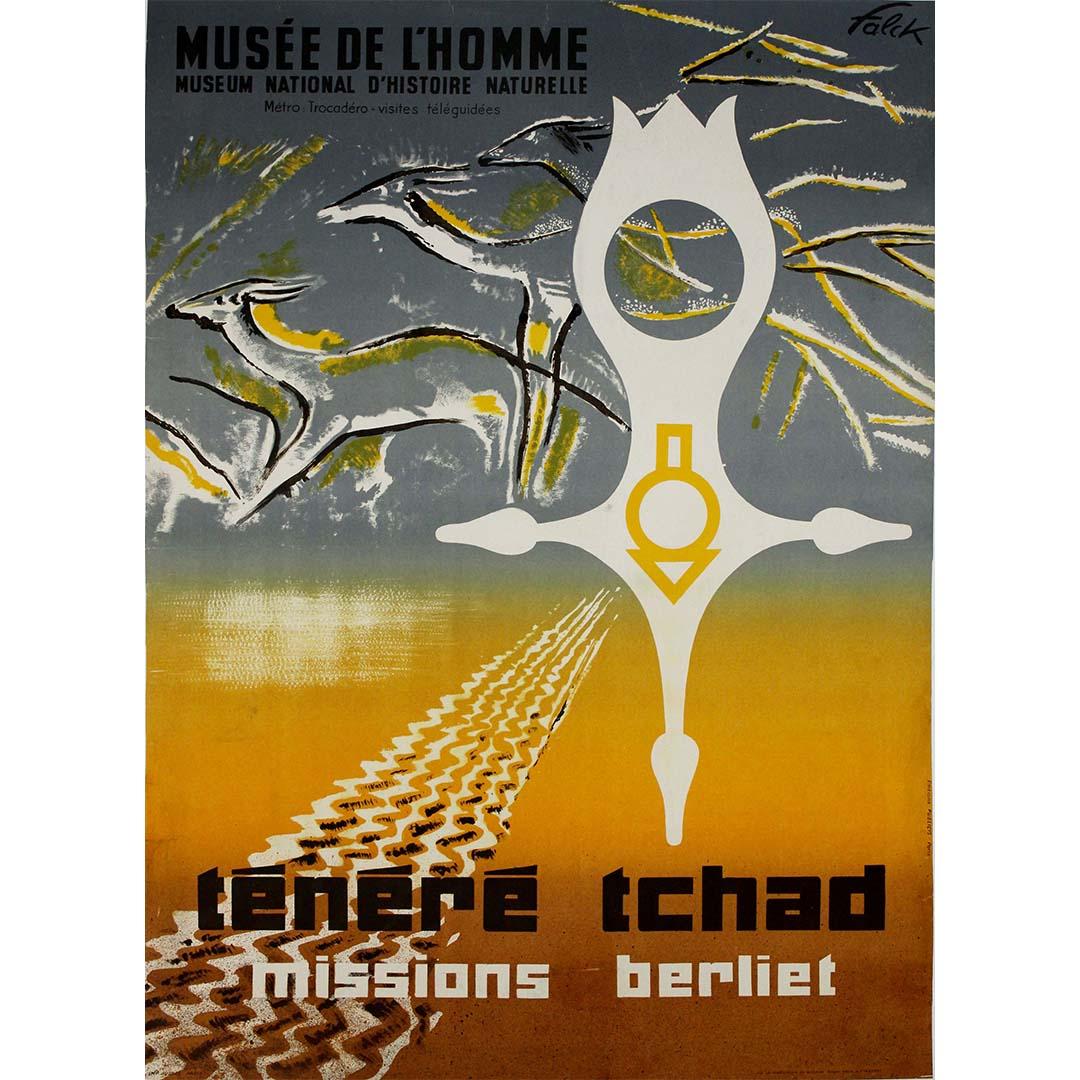 Original poster by Falck Ténéré - Tchad Missions Berliet Musée de l'homme - Print by Jarl Falck