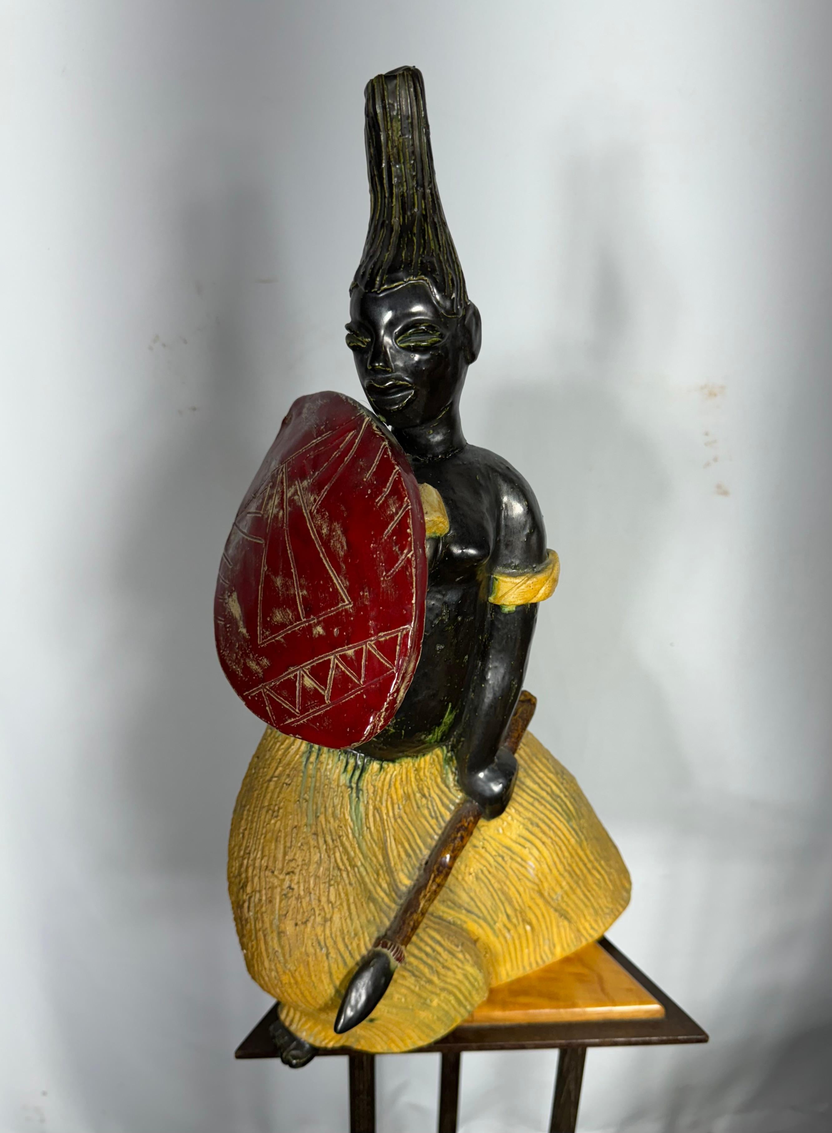 Jarl Hesselbarth studio pottery cerámica , lanza y escudo nativos en Bueno estado para la venta en Buffalo, NY