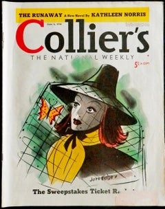 Mujer con una mariposa en el sombrero. Portada de la revista Colliers