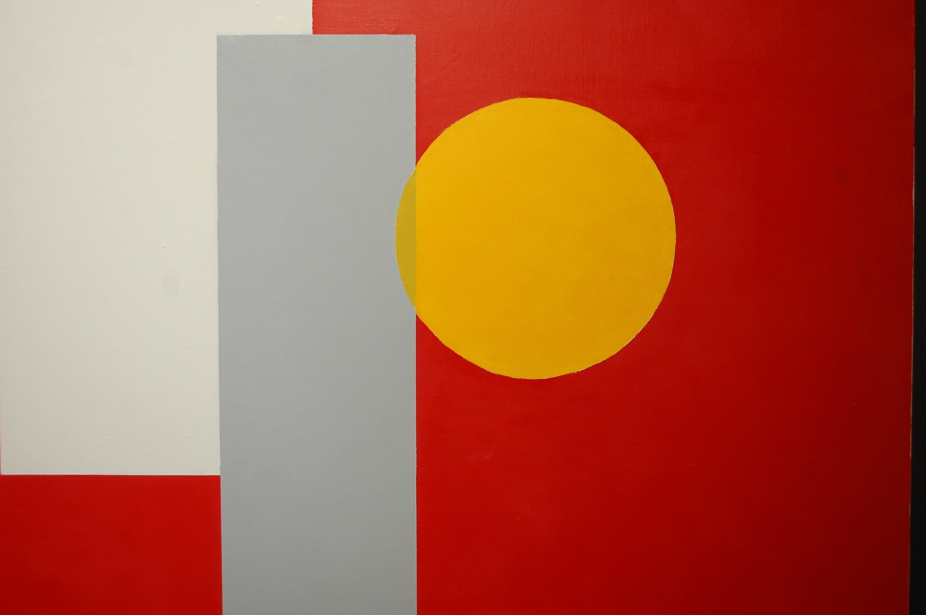 Abstrakte Universum-Komposition in Rot – Painting von Jaro