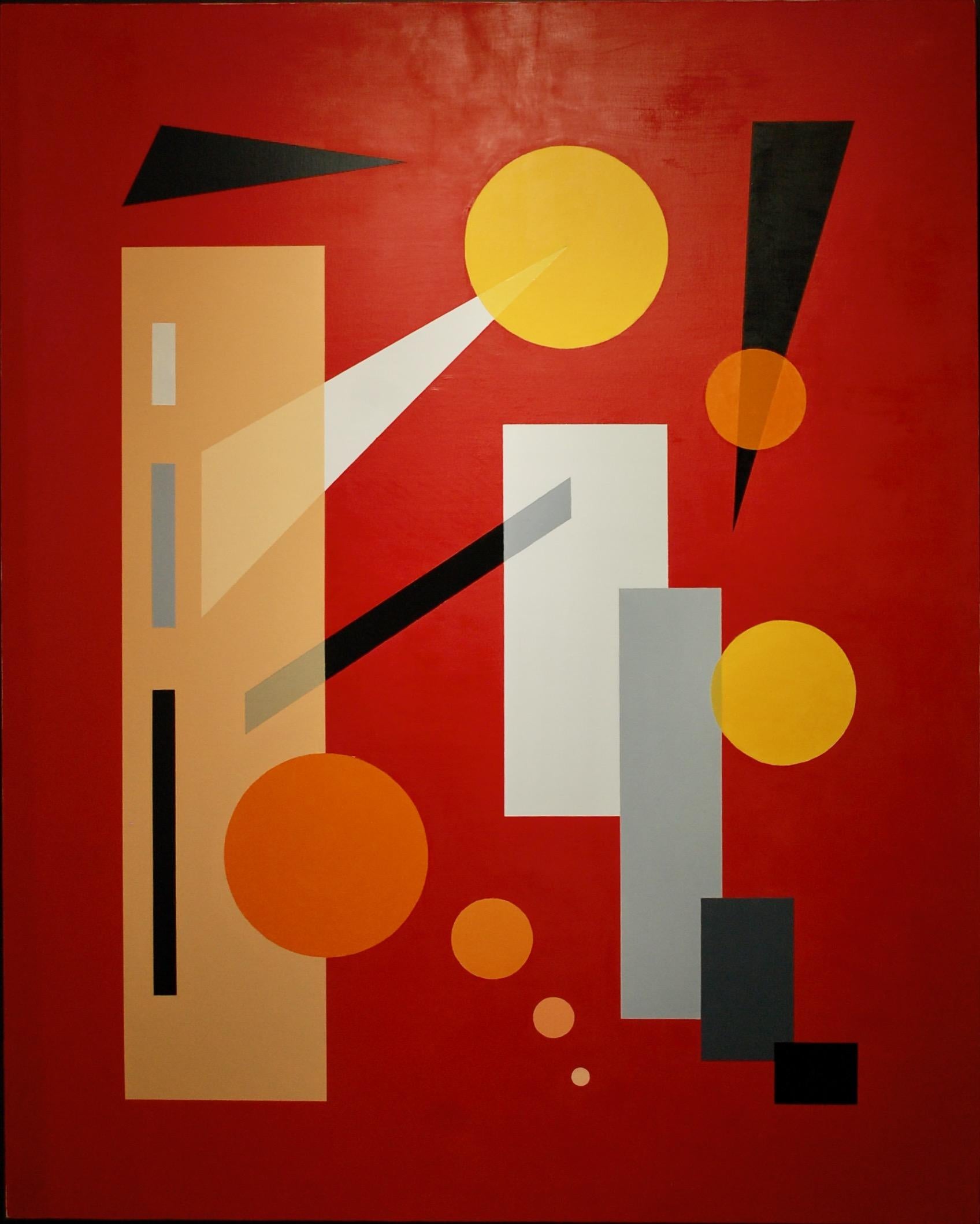 Jaro Abstract Painting - Abstract Universe Composition In Red