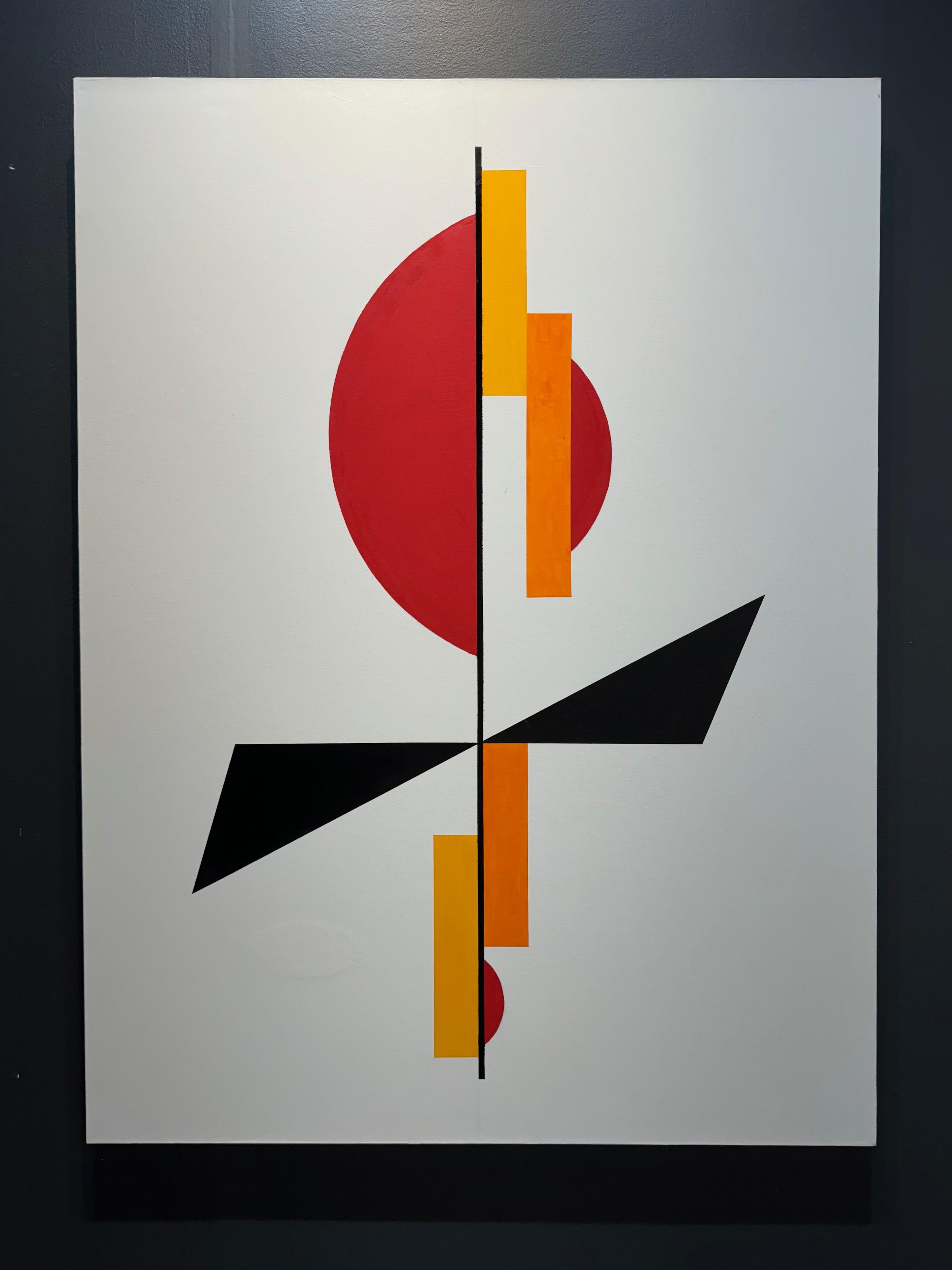 Schwarze Linie Geometrisch Abstrakt  (Geometrische Abstraktion), Painting, von Jaro