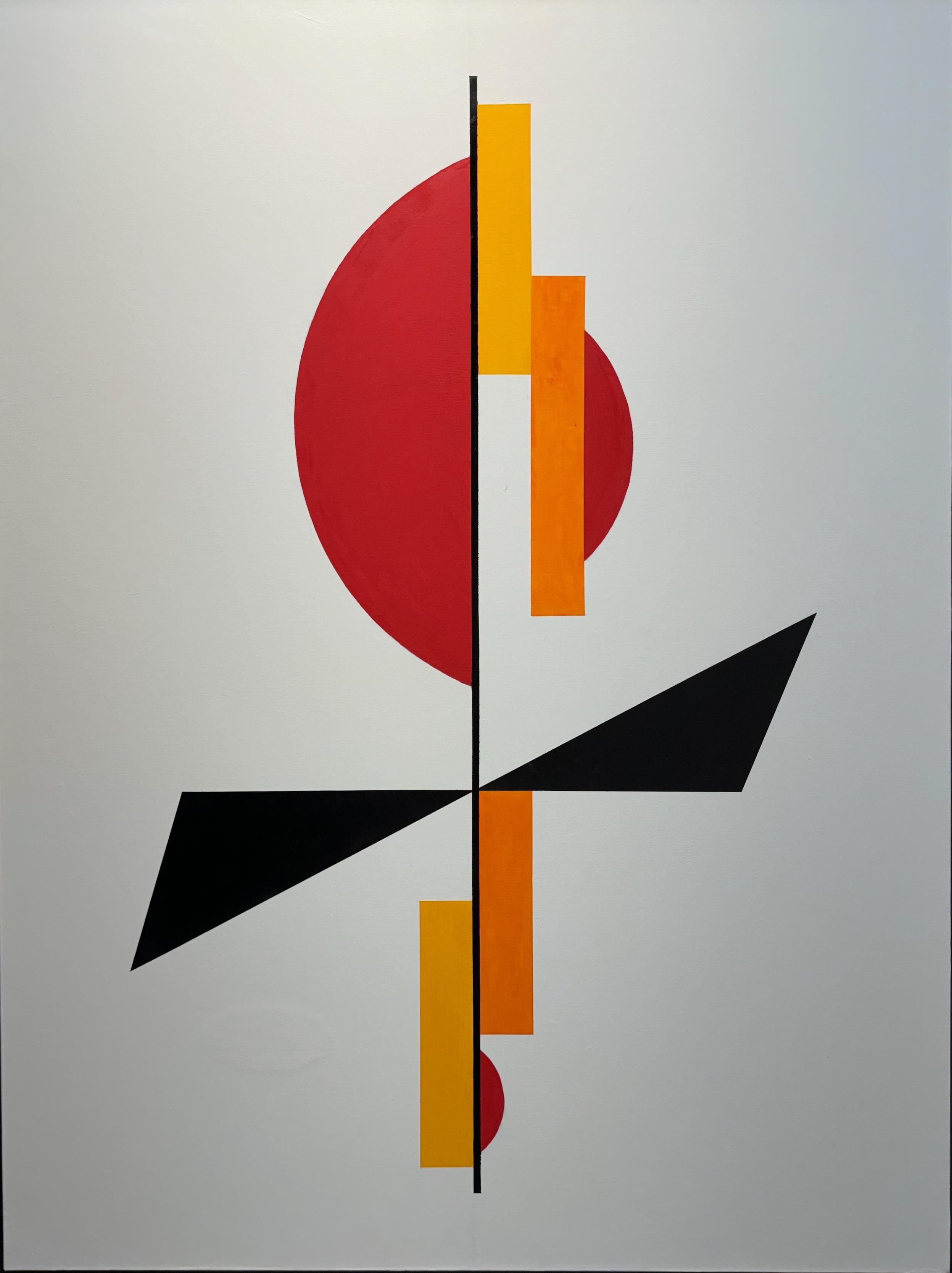 Jaro Abstract Painting – Schwarze Linie Geometrisch Abstrakt 