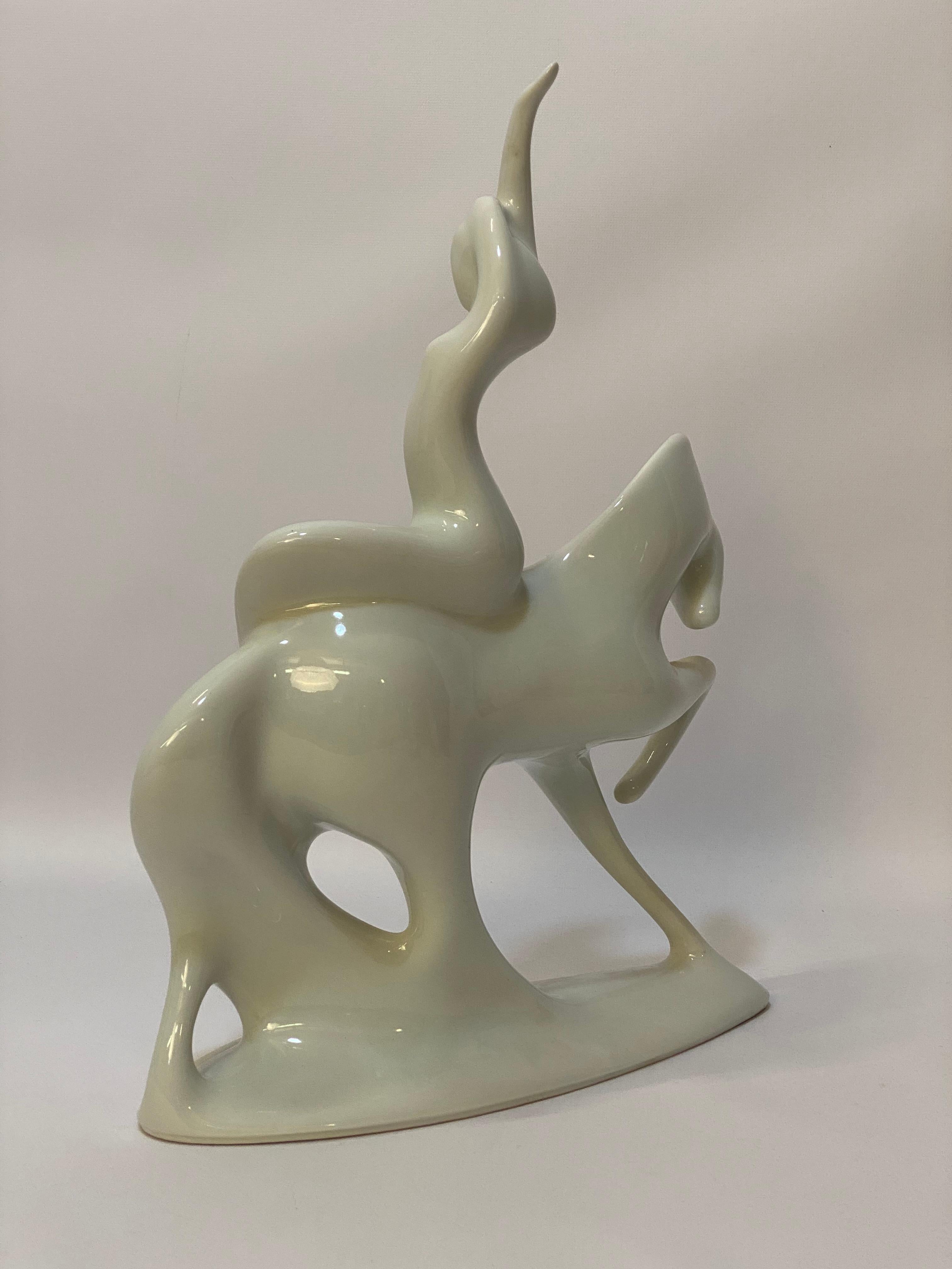 Czech Jaroslav Jezek for Royal Dux Lady Godiva Porcelain Sculpture