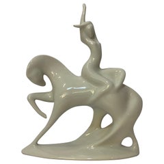 Jaroslav Jezek sculpture en porcelaine Royal Dux Lady Godiva pour Royal Dux