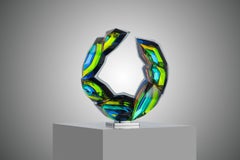 Jaroslav Prosek Bohemian Crystal Sculpture Multicolor Faceted Glass Ring