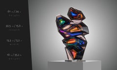 Jaroslav Prose Escultura monumental de cristal de Bohemia Obra maestra multicolor