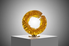 Jaroslav Prošek Amber Bohemian Crystal Abstract Ring Sculpture