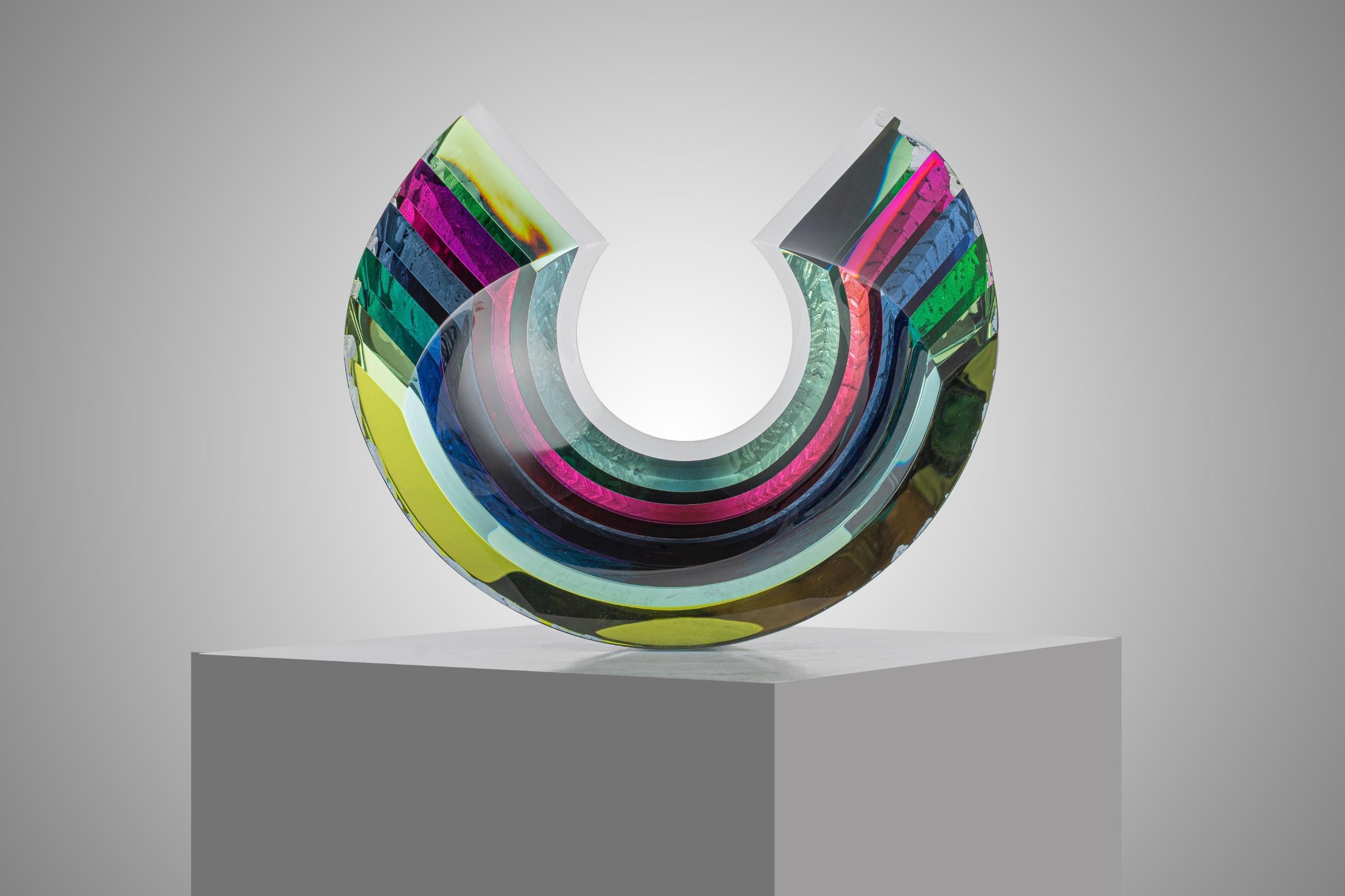 Equilibrium by Jaroslav Prošek Bohemian Crystal Sculpture Multicolor Cut, 2025
