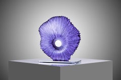 Jaroslav Prosek Böhmische Kristall-Skulptur Lila geschliffenes Glas Meisterwerk