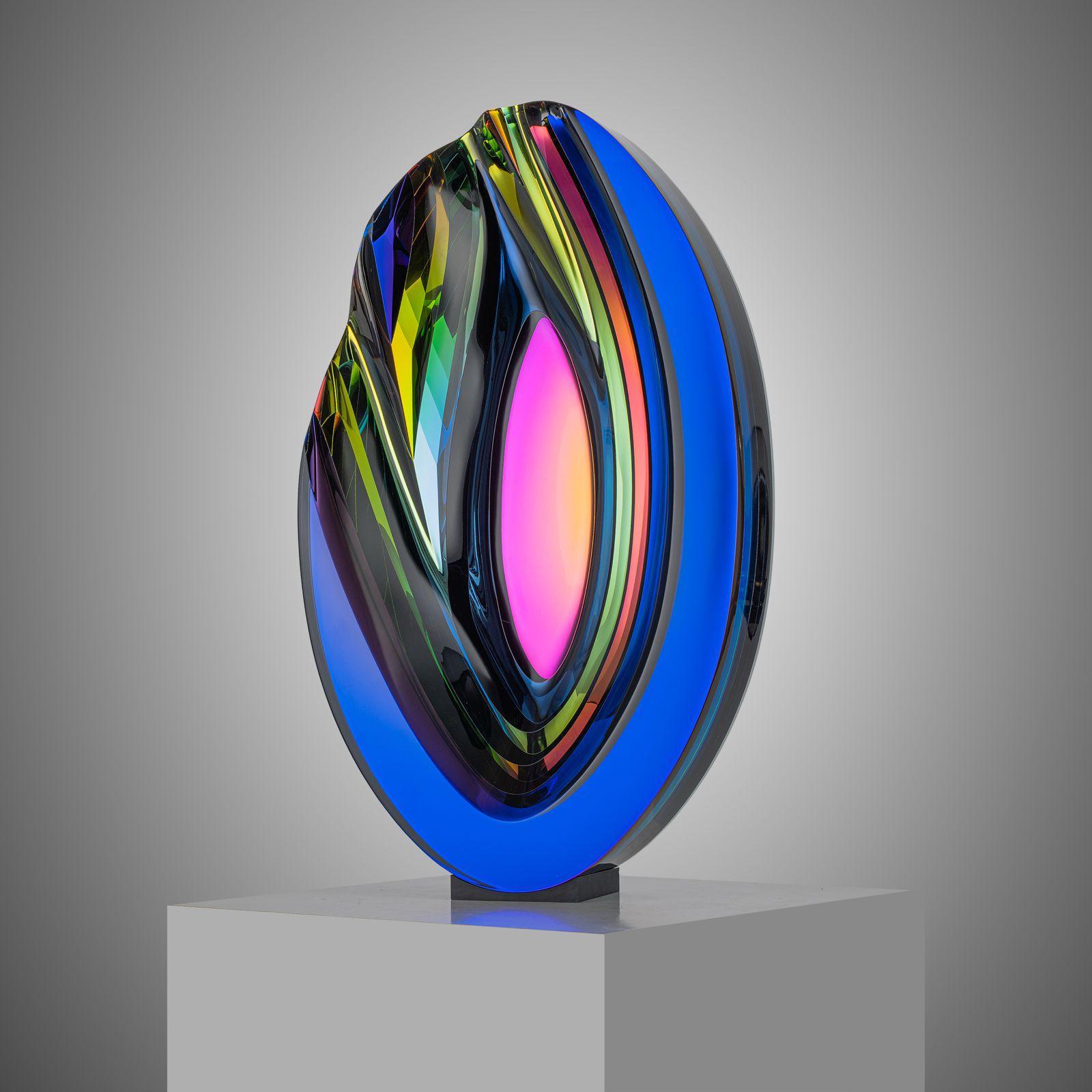 Oasis by Jaroslav Prošek, Carved Bohemian Crystal Optical Glass Sculpture, 2025