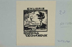Ex-Libris  - Ruzena Cecháková - Woodcut by Jaroslav Votruba - 1930s