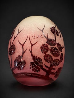 Vase d'art « Le Verre français » / Charder, style Art déco, vers 1927, « pinsons »