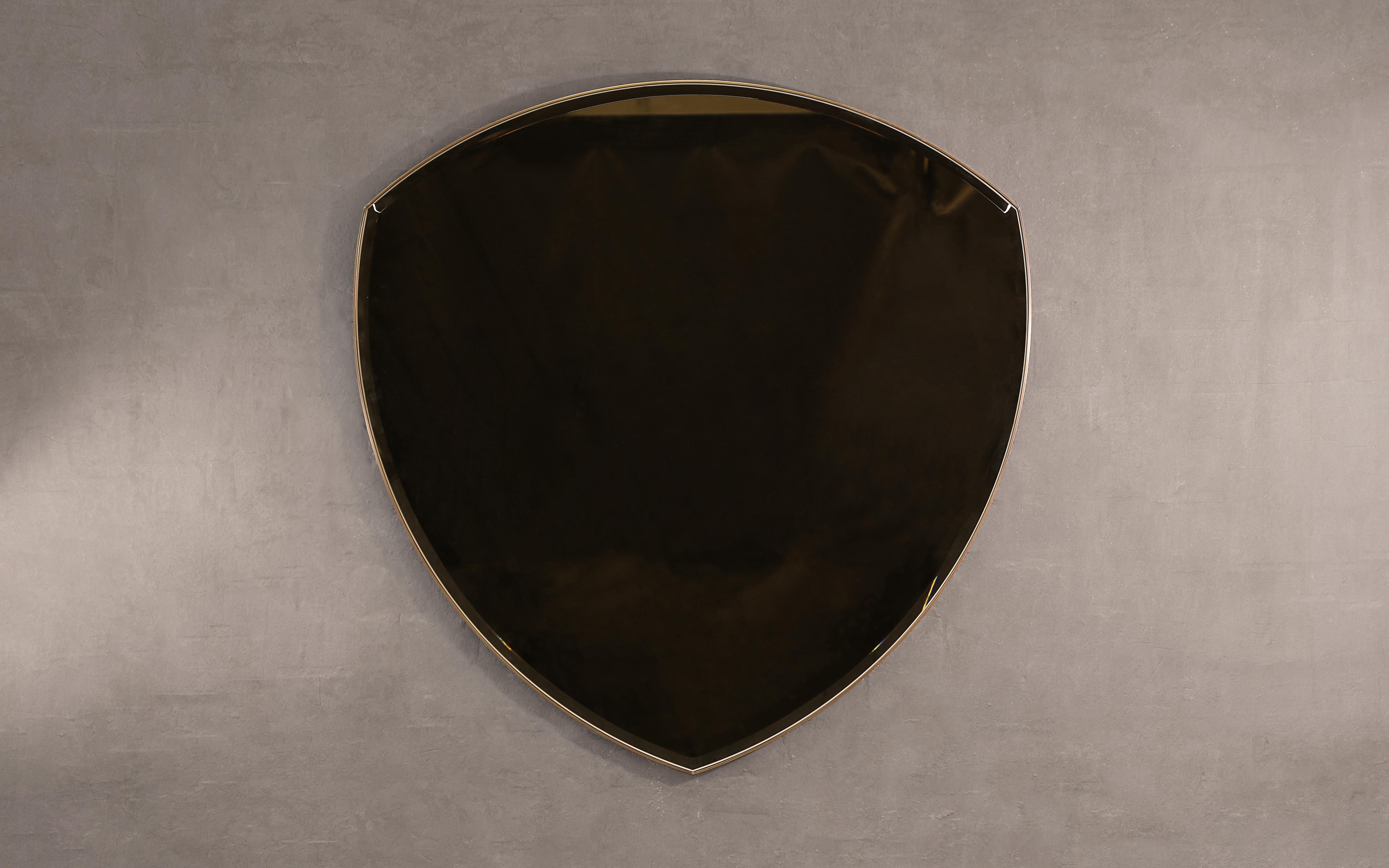 British Jarrow Wall Mirror — Patinated Brass — Handmade in Britain — Large For Sale