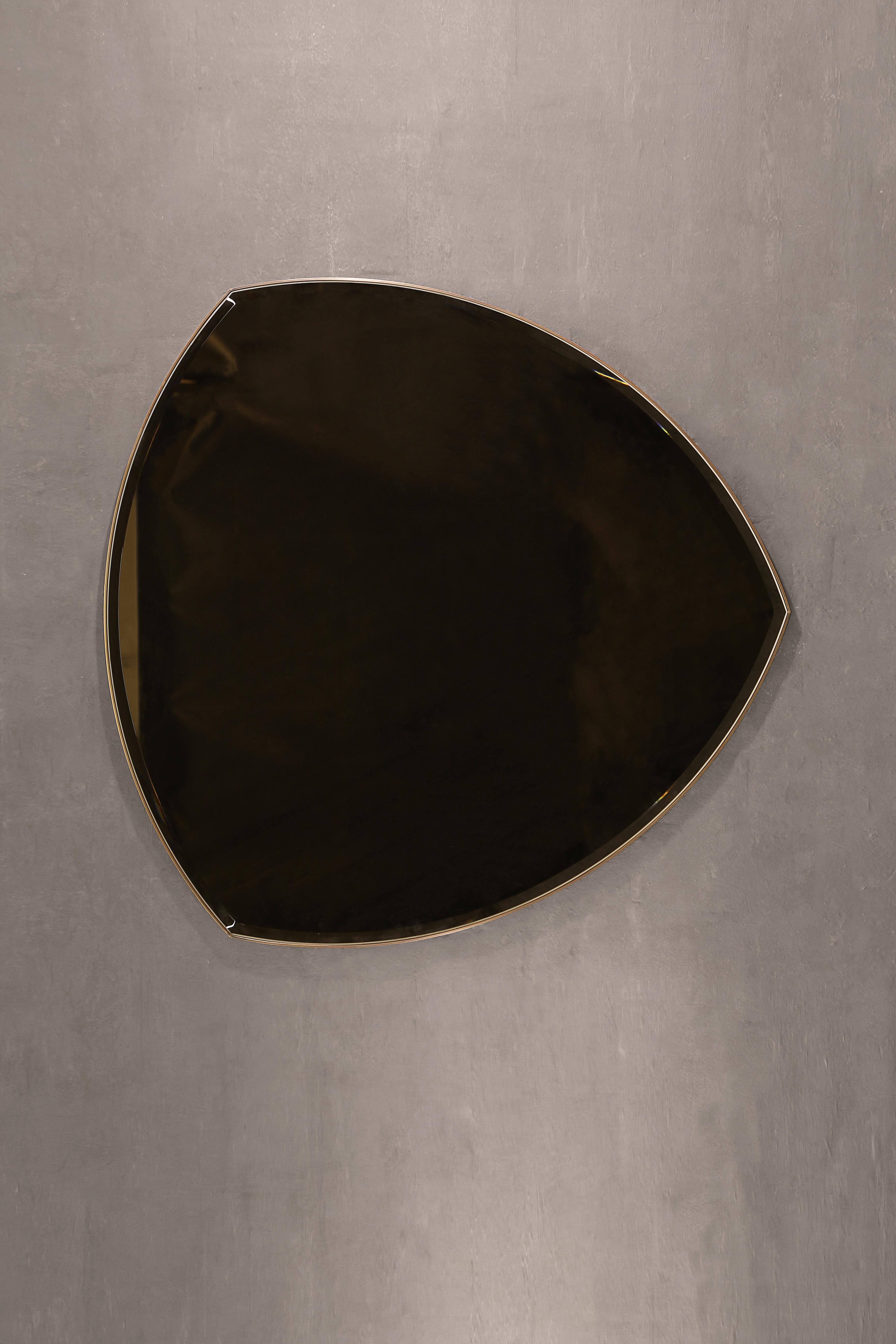 Jarrow Wall Mirror — Patinated Brass — Handmade in Britain — Large In New Condition For Sale In Washington, GB