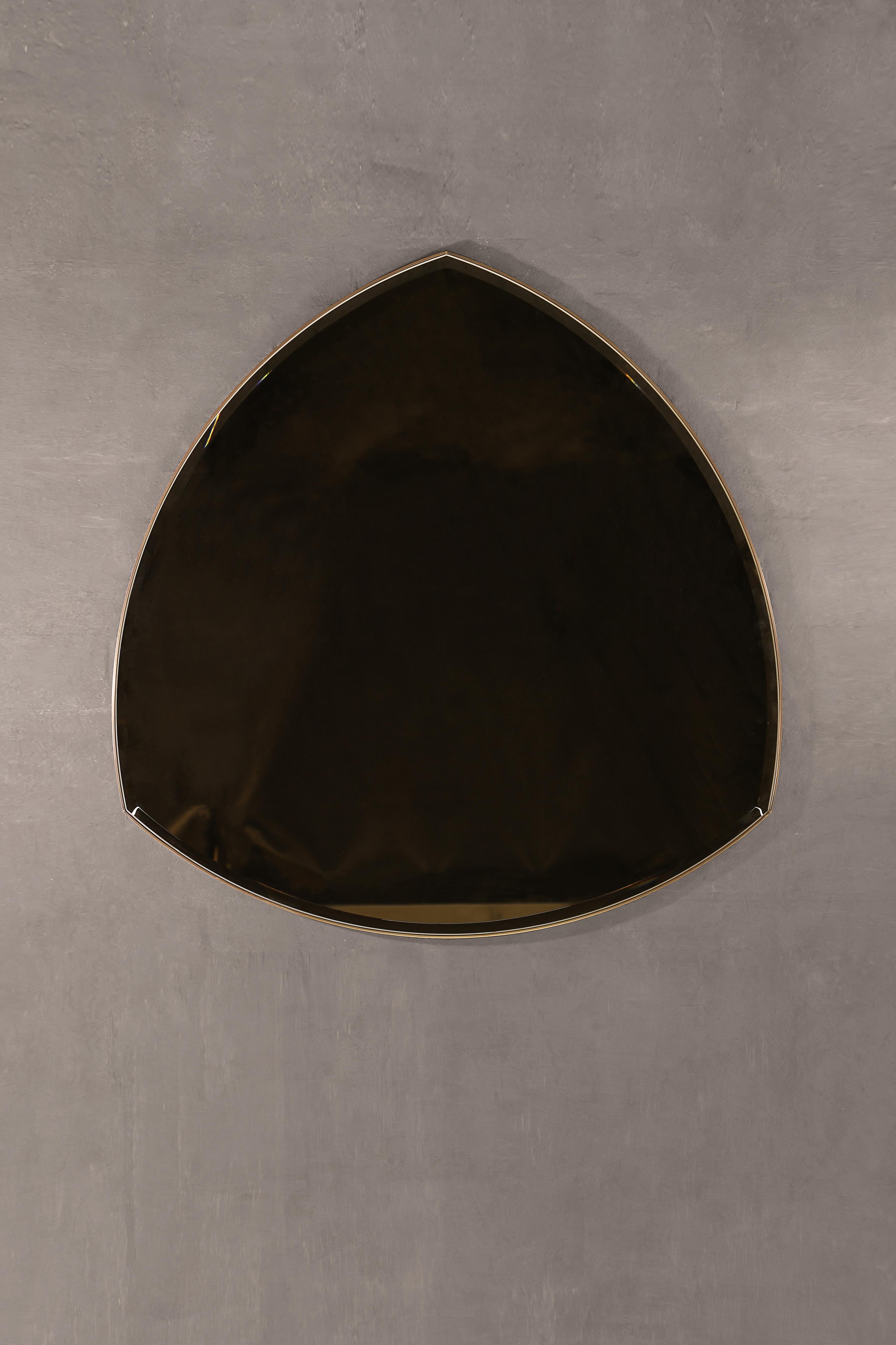 Contemporary Jarrow Wall Mirror — Patinated Brass — Handmade in Britain — Medium  For Sale