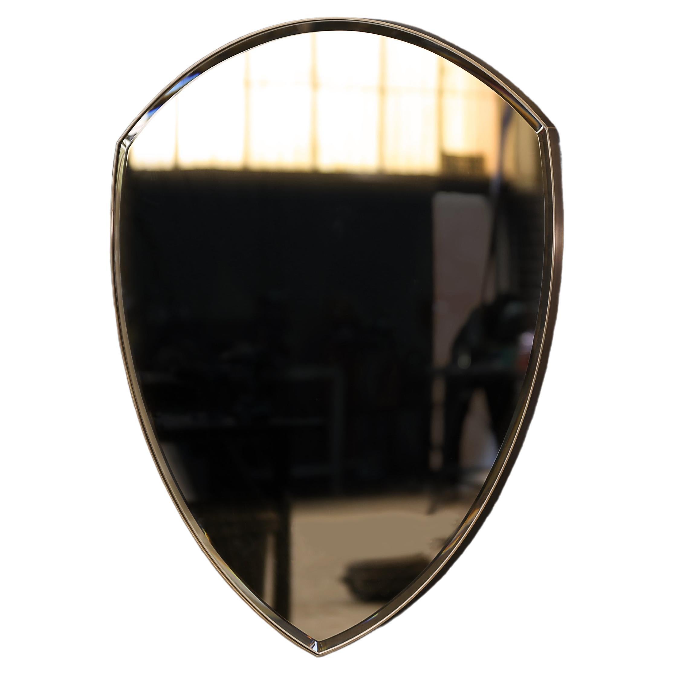 Jarrow Wall Mirror in Patinated Brass — Handmade in Britain — Medium 