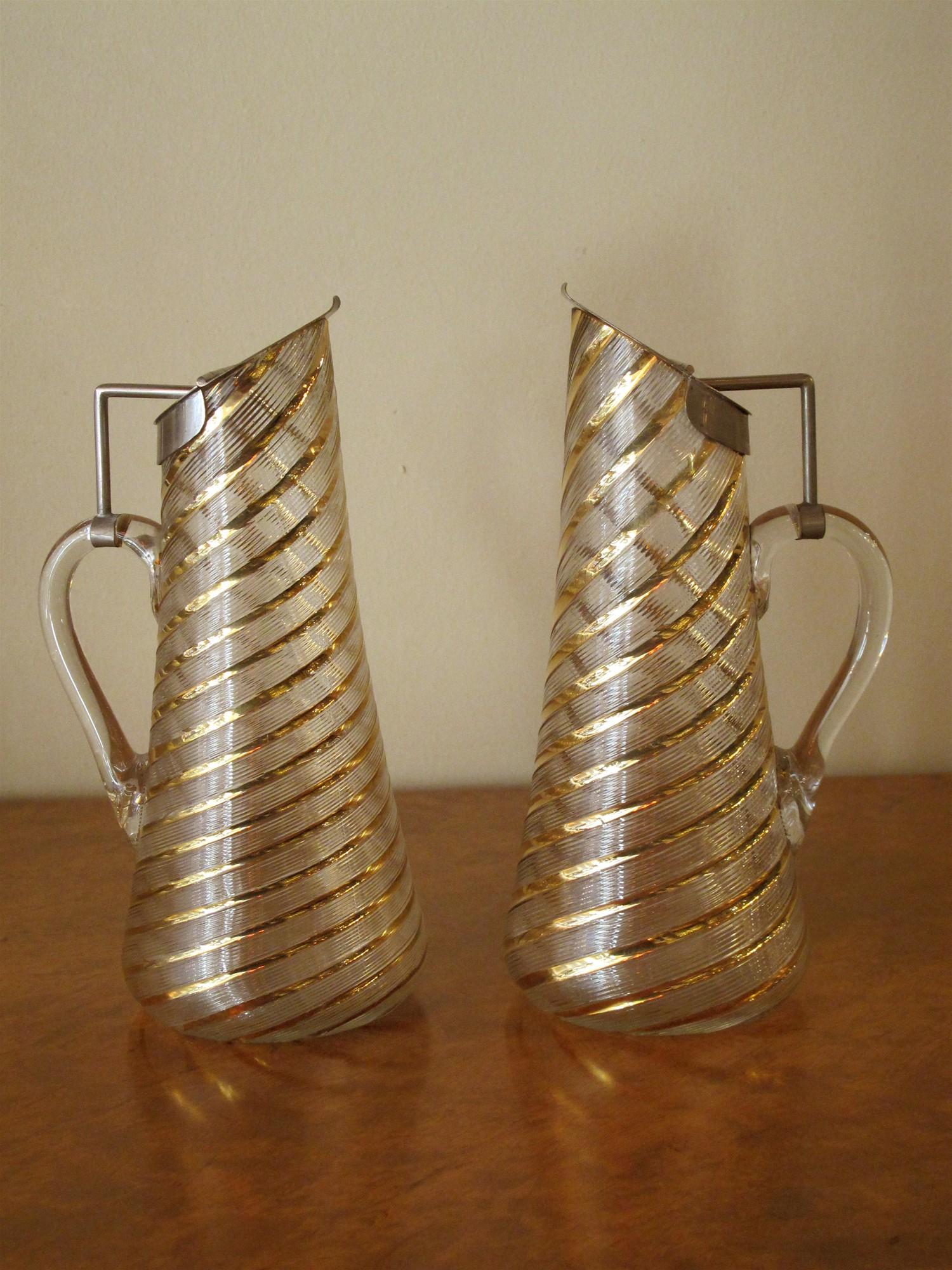 Jars in murano and gold, Italian, 1920, Style: Art Deco In Good Condition For Sale In Ciudad Autónoma Buenos Aires, C