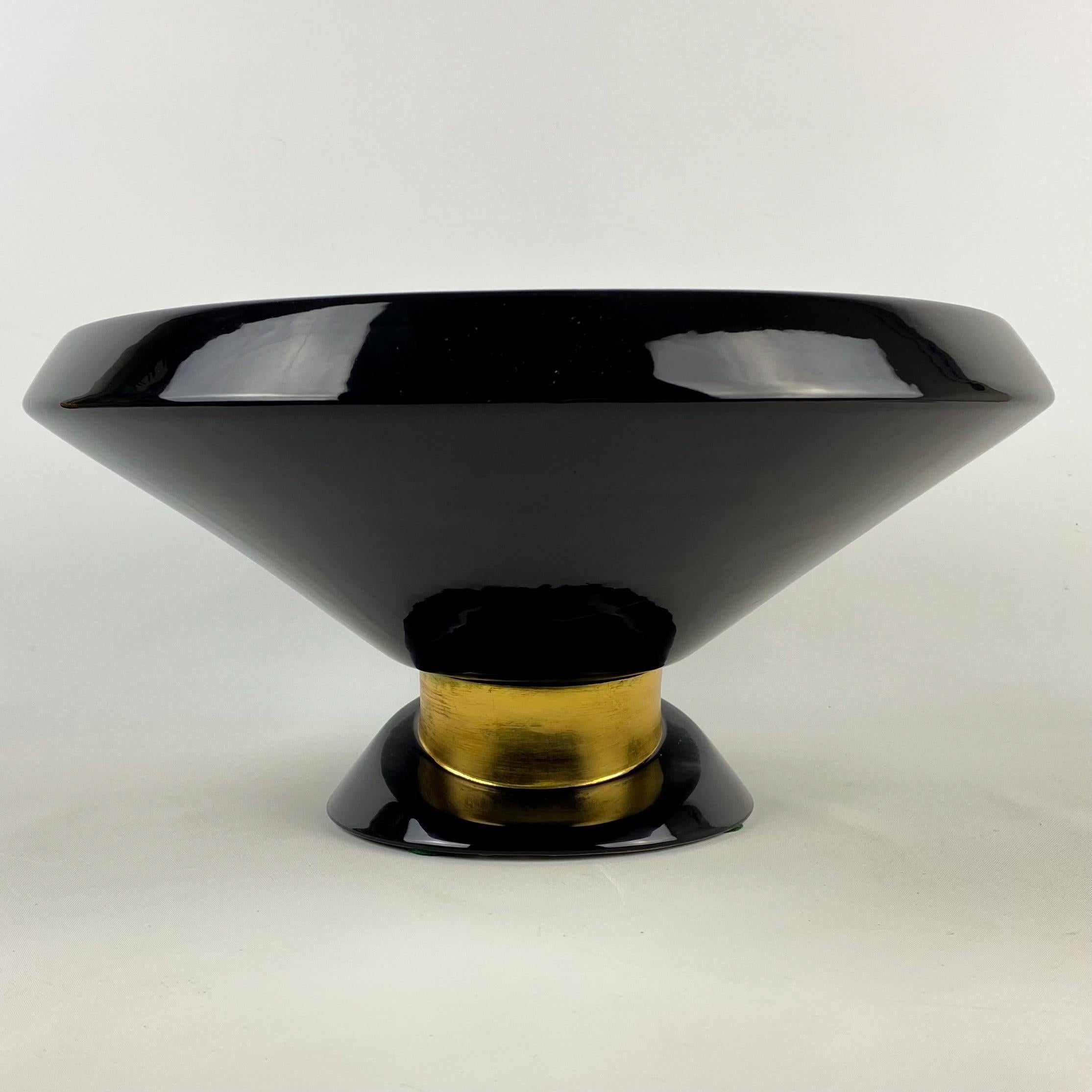Glazed Jaru Asymmetrical Decorative Bowl and Candle Holder Set For Sale