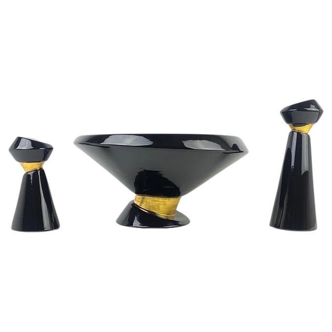 Jaru Asymmetrical Decorative Bowl and Candle Holder Set For Sale