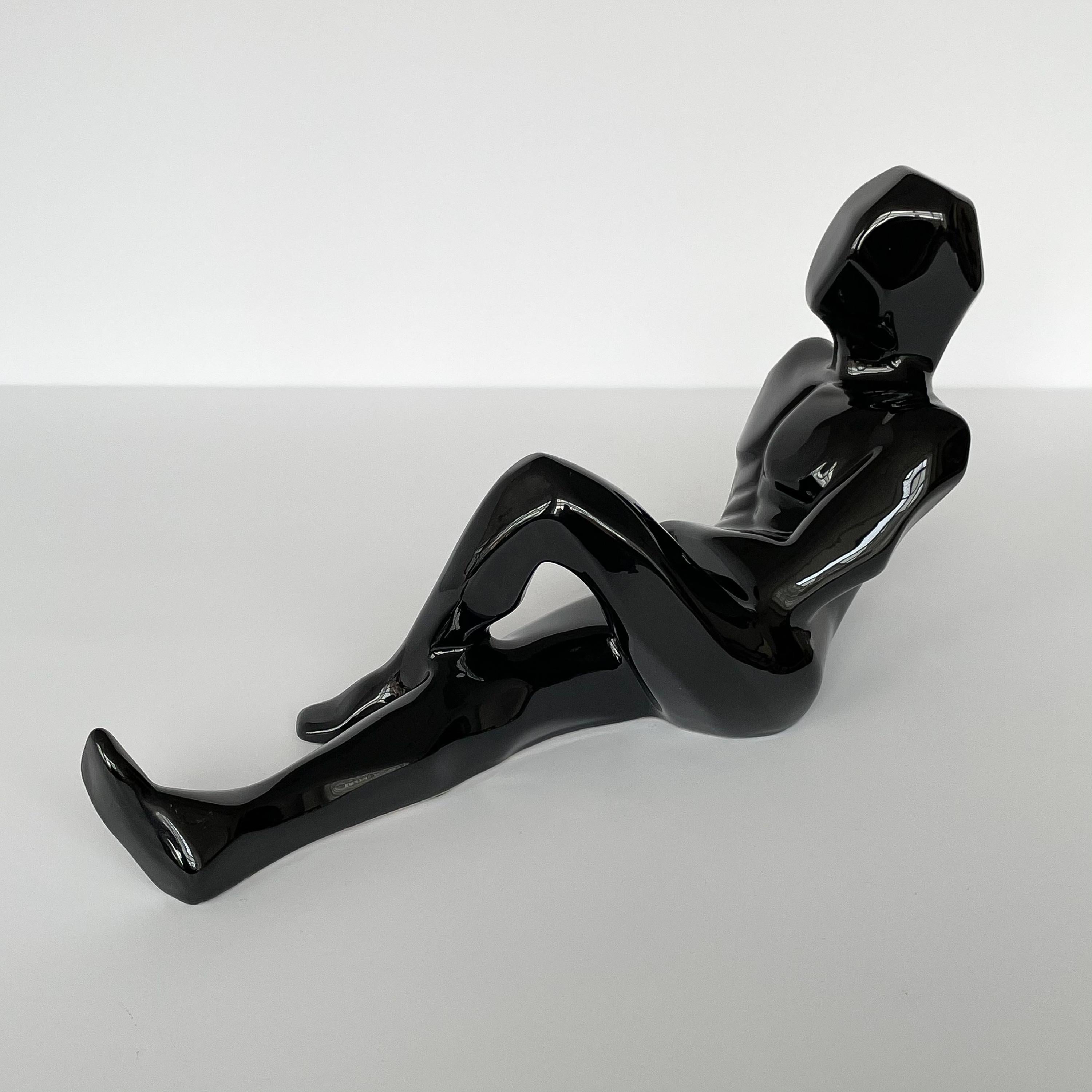 Jaru Black Glazed Ceramic Male Nude Sculpture 3