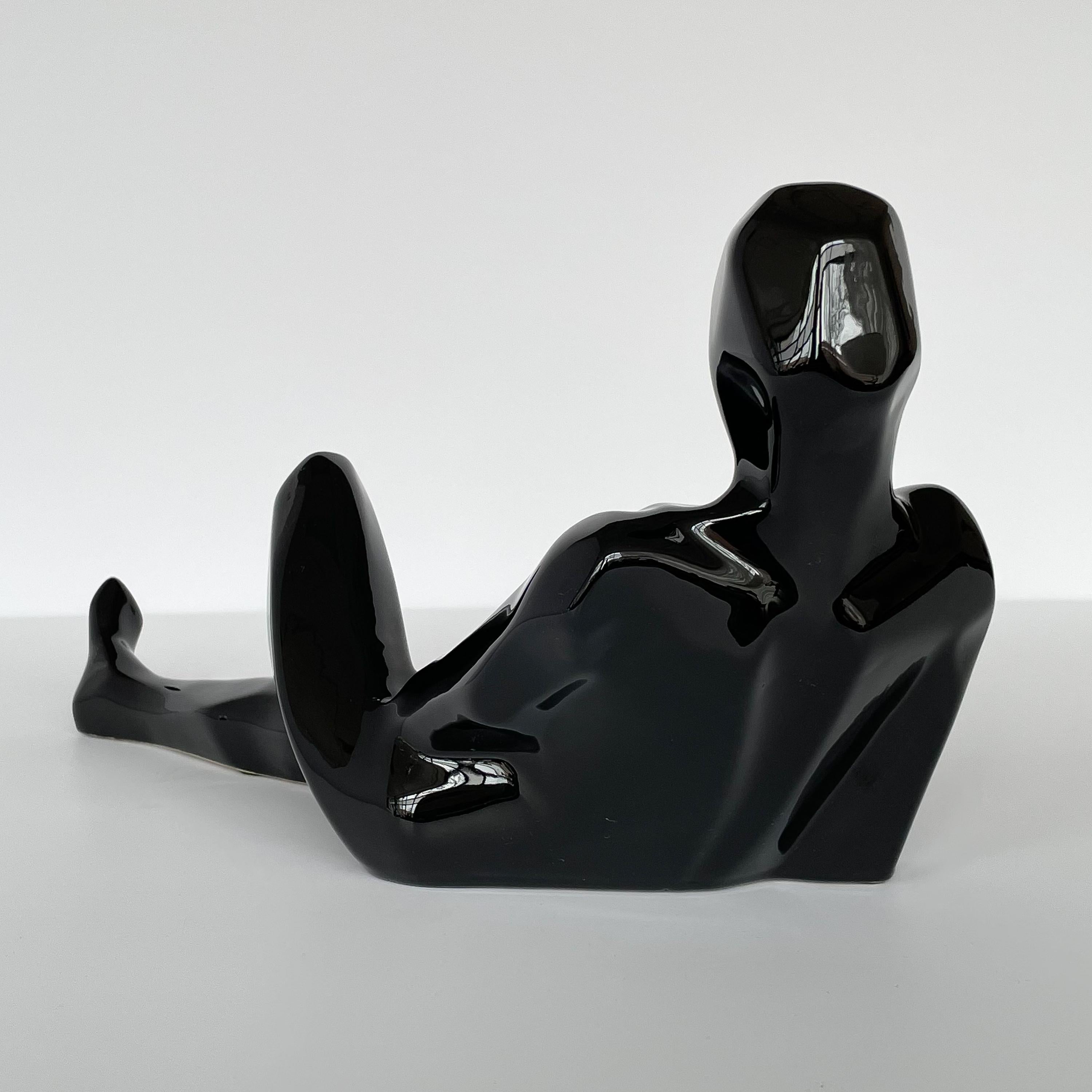 Jaru Black Glazed Ceramic Male Nude Sculpture 5