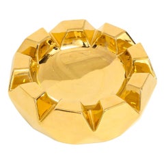 Jaru Bowl Ashtray, Ceramic, Metallic Gold, Faceted, Signed
