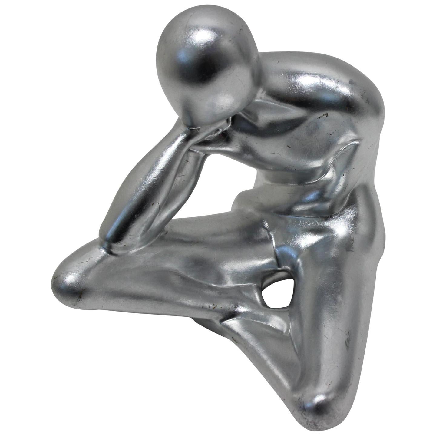 Jaru "Contemplation" Male Figure in Silver Finish For Sale