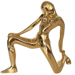 Jaru Gold Plated Ceramic Kneeling Abstract Female Sculpture