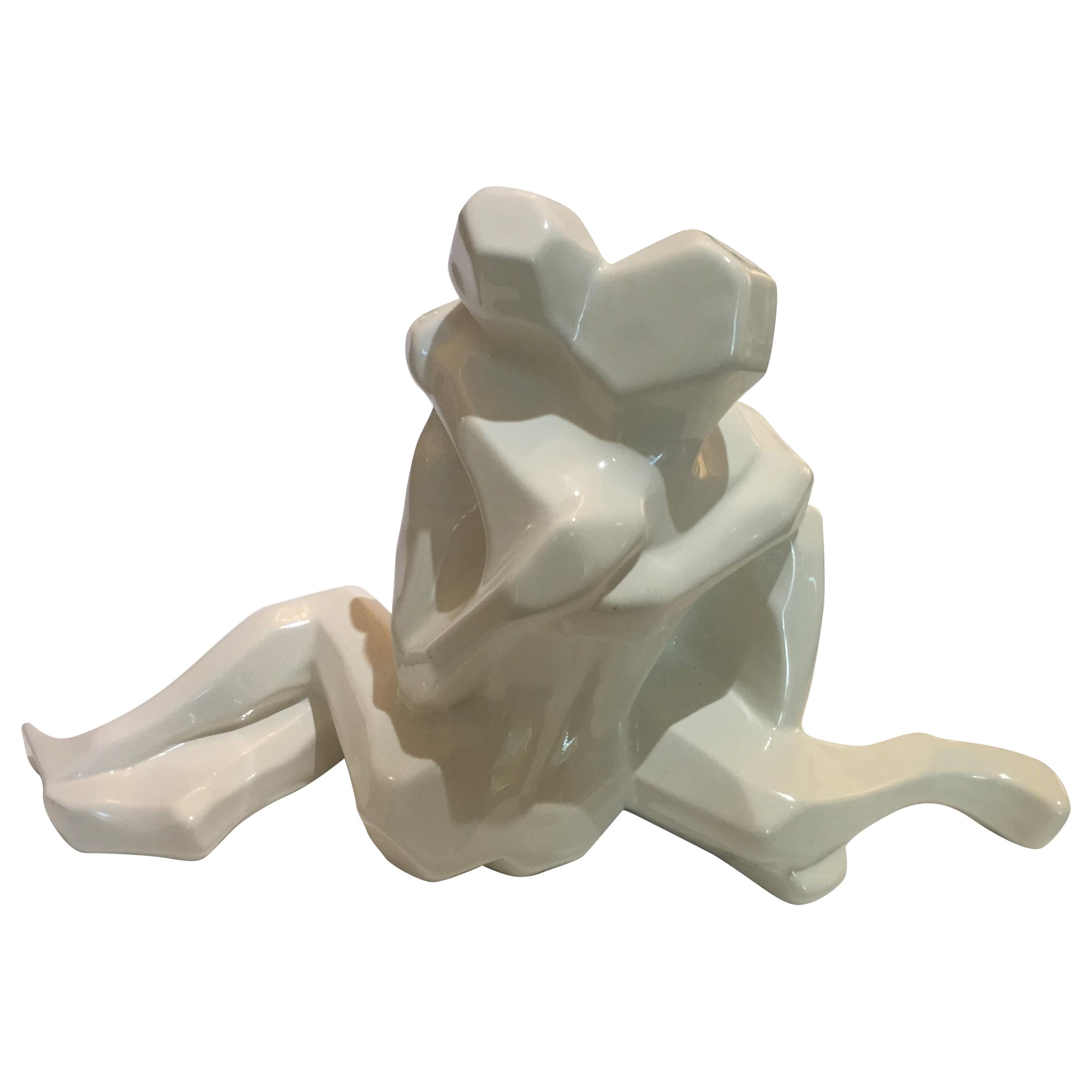 Jaru of California "Lovers Embrace" Figure in White Glazed Ceramic