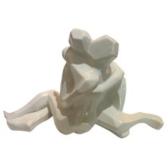 Jaru of California "Lovers Embrace" Figure en céramique émaillée blanche