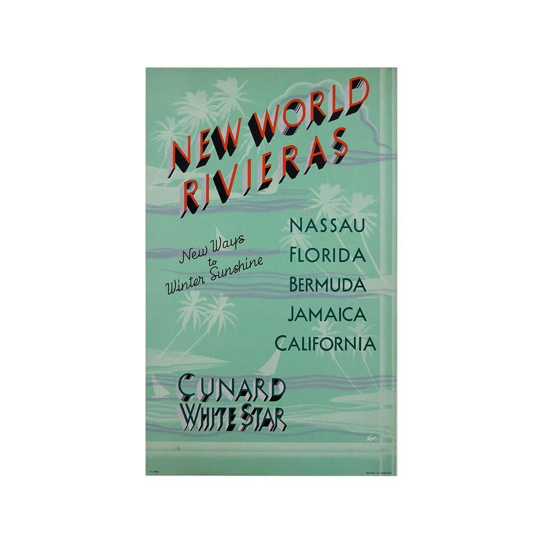 Cartel original de principios de los años 30 para la Cunard White Star Line en venta 2