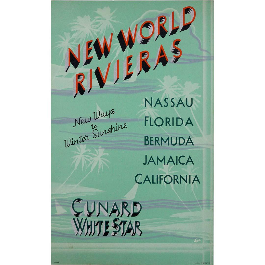 Cartel original de principios de los años 30 para la Cunard White Star Line - Print de Jarvis