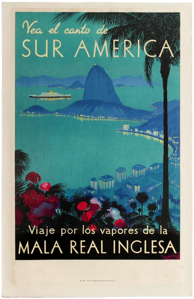 Jarvis Print - Original Vintage Poster Royal Mail Lines Cruise Travel South America Rio Brazil