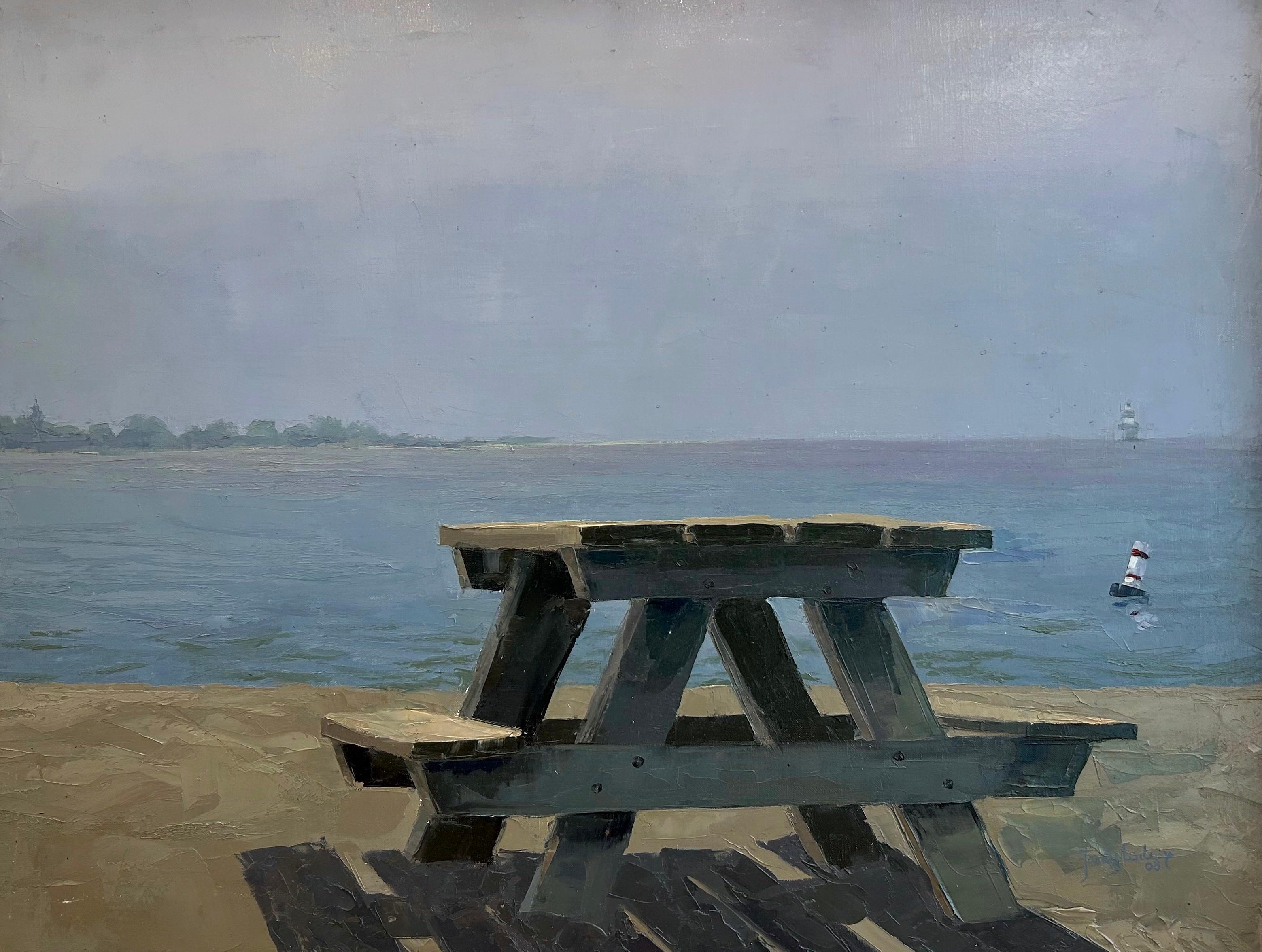 Jarvis Wilcox Landscape Painting - Picnic Table On The Beach