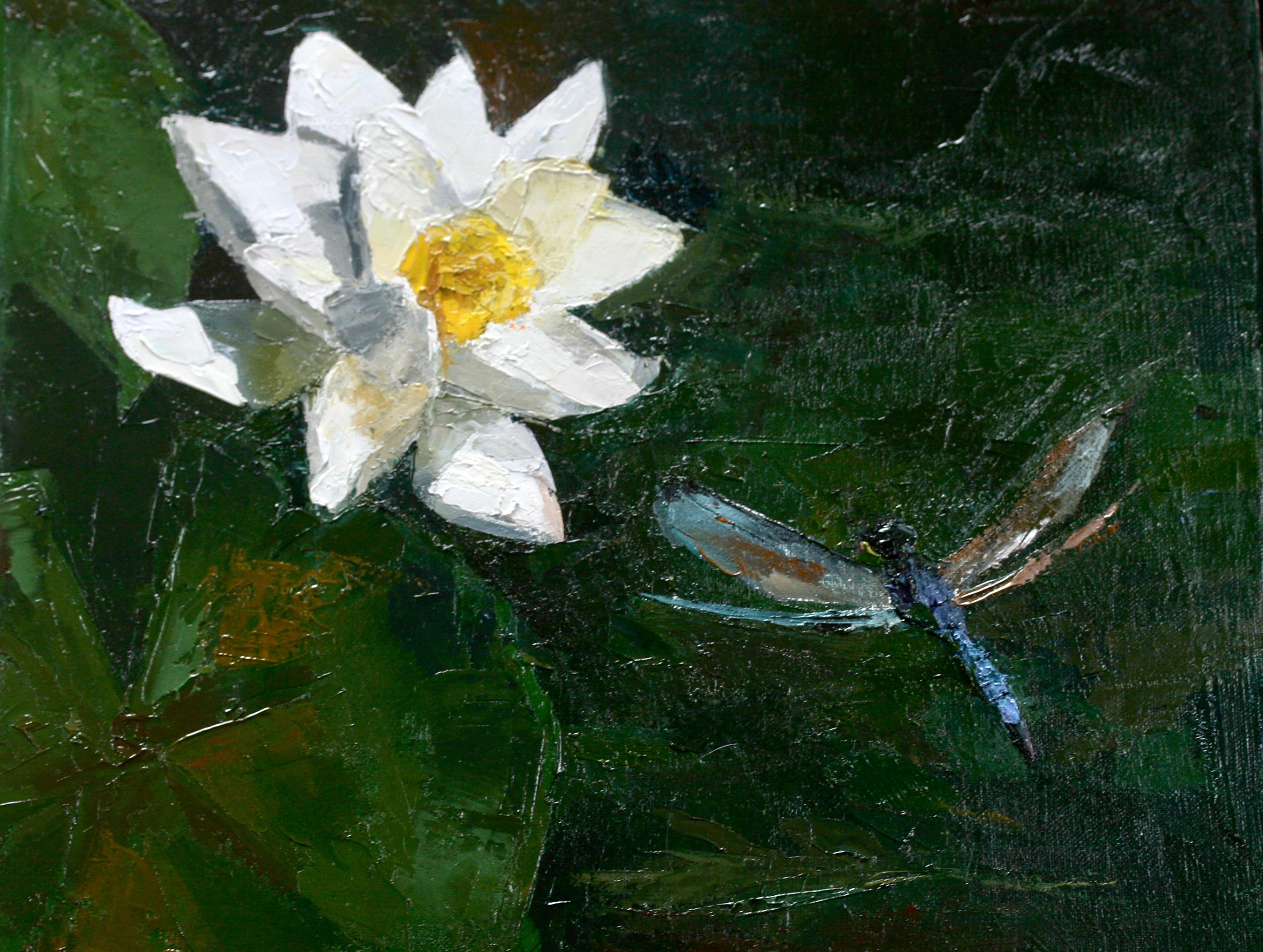 Still-Life Painting di Jarvis Wilcox - The Lilly d'acqua e la mosca dragone