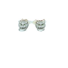 JAS-18-1670 - PENTHER HEAD TASSLE EARRINGS mit WEISSEM TOPAZ & CHROME DIOPSIDE
