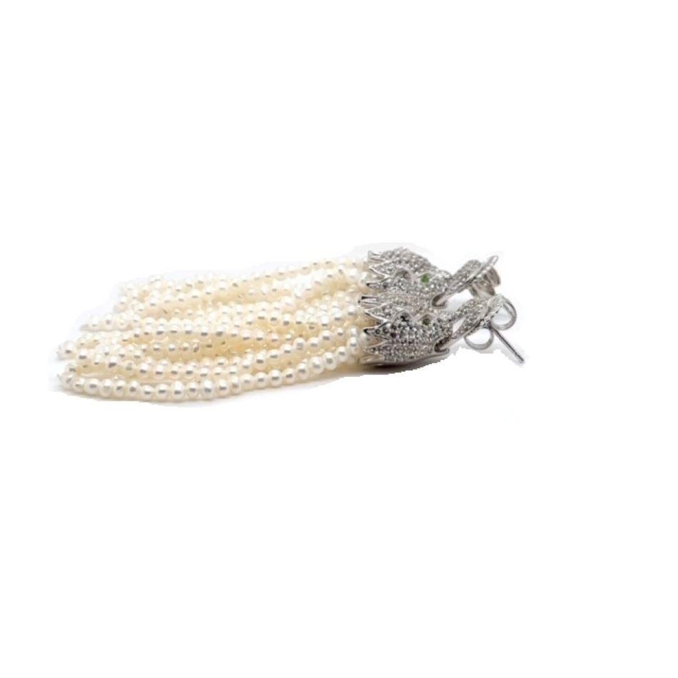 Perlina JAS-18-1670 - ORECCHINI A TESTA DI PENTHER con TOPAZ BIANCO e DIOPSIDE CROMATO in vendita